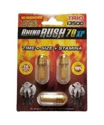 Viên uống tăng cường sinh lý nam Rhino Rush 70 Trio 13500 Extra Power cao cấp 3 Viên 7 Ngày - No Headaches