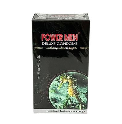 Bao cao su cá ngựa kéo dài thời gian Power Men Long Shock Type (đen) hộp 12 cái