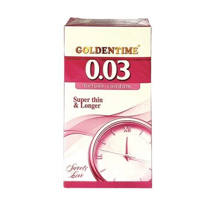 Bao cao su Goldentime 0.03 Super Thin & Longger siêu mỏng kéo dài, Hộp 12 Chiếc