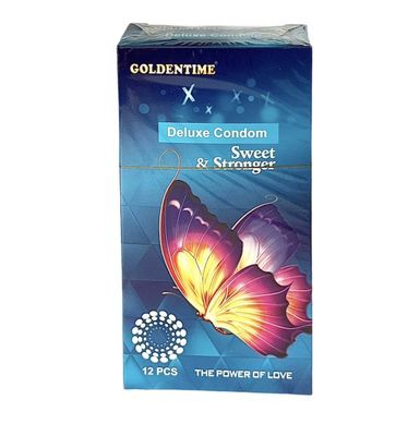 Bao cao su có gai Goldentime Sweet And Stronger (xanh) - Hộp 12 Chiếc