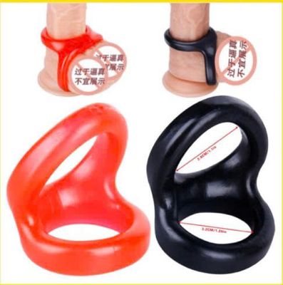 Vòng đeo dương vật tinh hoàn đôi silicone đen đỏ