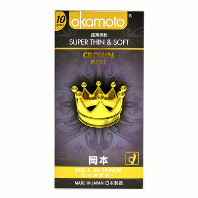 Bao cao su loại mỏng trơn Vương Miện Okamoto Crown Nhật Bản -10s
