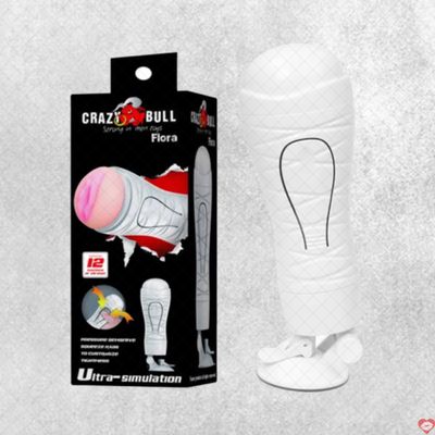Âm đạo giả 12 chế độ rung sạc nhanh Crazy Bull White Flora