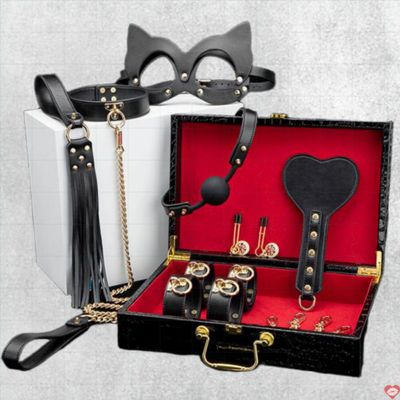 Bộ đồ chơi BDSM 8 món cao cấp sang trọng đen đỏ kích thích cực đã