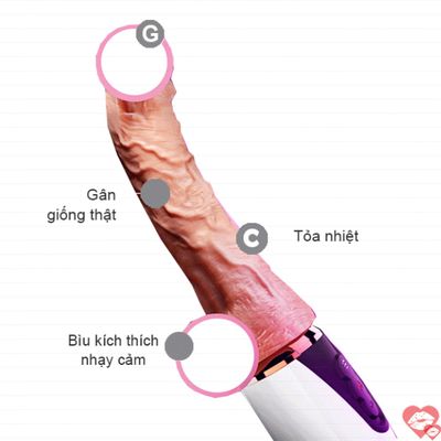 Dương vật giả Dibe rung thụt nóng sạc USB siêu mềm mại