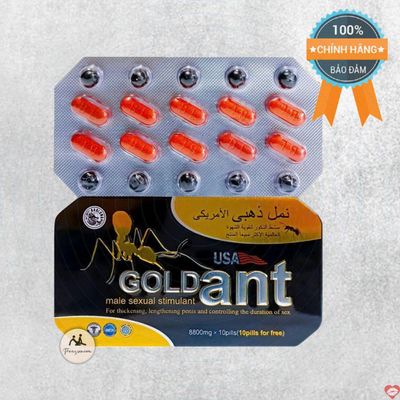 Viên uống hỗ trợ phái mạnh tăng bản lĩnh đàn ông Gold Ant USA 10 Viên đỏ Kèm 10 Viên Nhộng Nhỏ