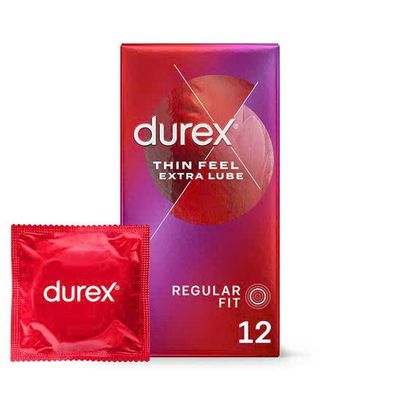 Bao Cao Su Siêu Mỏng Thêm Gel Durex Thin Feel Extra Lube Condoms 12 Cái