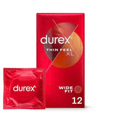 Bao Cao Su Cao Siêu Mỏng Trơn Size Lớn Durex Thin Feel Wide Fit Condoms 12 Cái