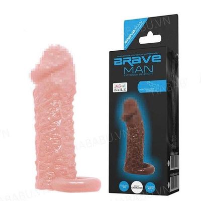Bao cao su đôn dên Brave Man nâu có quai tăng kích thước chính hãng