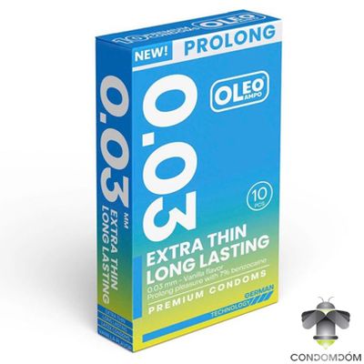 [Free Ship] Bao cao su Oleo 0.03 Prolong cực siêu mỏng, kéo dài thời gian, hương vanilla hộp 10 chiếc
