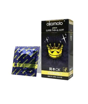 Bao cao su Okamoto Crown cực siêu mỏng, mềm và mịn hộp 10 chiếc