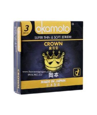 Bao cao su Okamoto Crown cực siêu mỏng, mềm và mịn hộp 3 chiếc