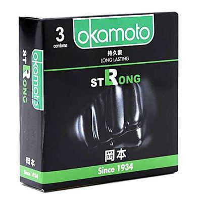[Xả hàng date 12/2026] Bao cao su Okamoto Strong kéo dài thời gian, chống xuất tinh sớm hộp 3 chiếc