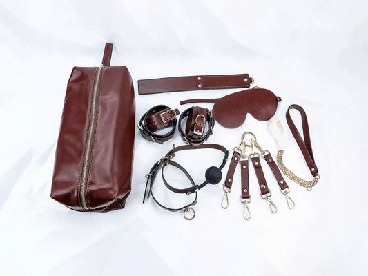 Túi đồ chơi bạo dâm da nâu 8 món Chính Hãng