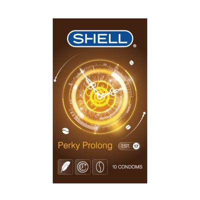 Bao cao su siêu mỏng, kéo dài thời gian, hương cà phê Shell Perky Prolong | Hộp 10 cái