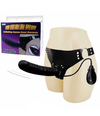 Dương Vật Giả Dây Đeo Bơm Hơi Tự Động Màu Đen