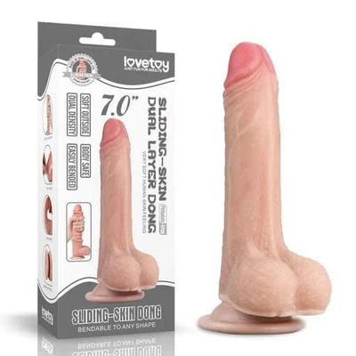 Dương Vật Giả Dildo Lovetoy 7.0″ Sliding Skin Dual Layer Dong – Màu da