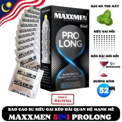 Bao Cao Su Cao Cấp Maxman 5in1 Prolong – Hộp 12 Cái