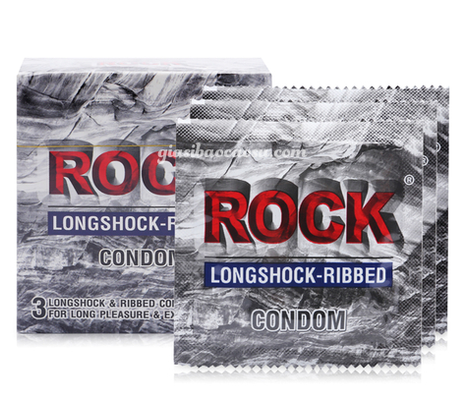 Bao Cao Su Rock Longshock Kéo Dài Thời Gian Gân Gai Hộp 3 Cái