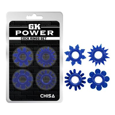 Vòng đeo kéo dài thời gian Chisa Cock Rings Set - Blue 327466