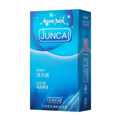 Bao cao su Juncai Jeans - Siêu mỏng, nhiều gel boi trơn - Hộp 12 cái