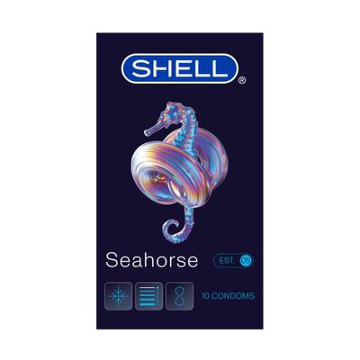 Bao Cao Su Tăng Cường Thời Gian Shell Seahorse Hương Bạc Hà Gân Sọc Hộp 10 Cái 
