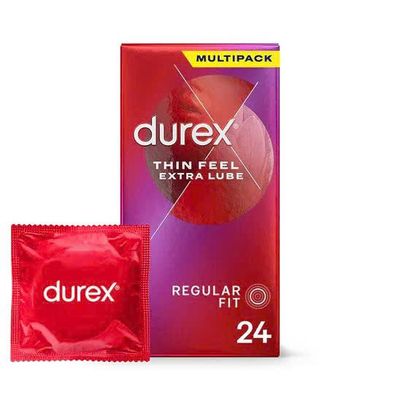 Bao cao su mỏng, nhiều gel Durex Thin Feel Extra Lube nhập khẩu quốc tế hộp 24 cái