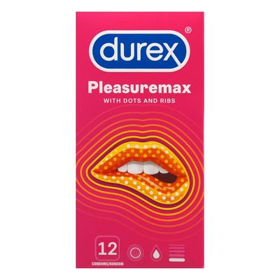 Bao cao su Durex Pleasuremax - Size lớn 56mm, gân và điểm nổi - Hộp 12 cái 621311
