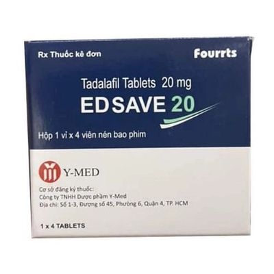 Viên uống tăng cường sinh lý nam EDSAVE 20 Tadanafil Tablels 20mg hộp 1 vỉ x 4 viên chính hãng