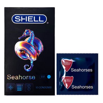 (Hộp 10 Cái) Bao Cao Su Shell Sea Horse Dành cho nam giới, gân xoắn chính hãng 742200