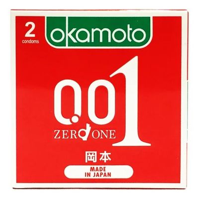 Bao Cao Su Okamoto 0.01 PU Zero One Siêu Mỏng Truyền Nhiệt Nhanh  (Hộp 2 cái)