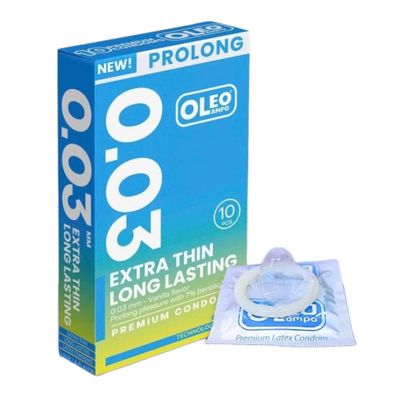 (Hộp 10 Cái) Bao Cao Su Oleo Prolong 0.03 Dành cho nam giới, siêu mỏng chính hãng 742146