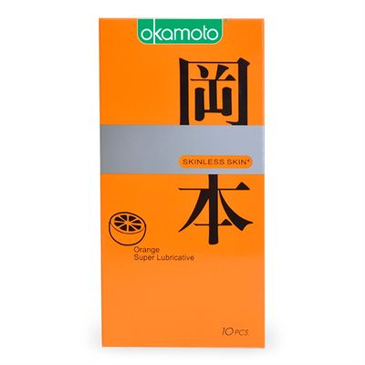 (Hộp 10 Cái) Bao Cao Su Okamoto Skinless Skin Orange Lubricated Hương Cam Chính hãng 742131