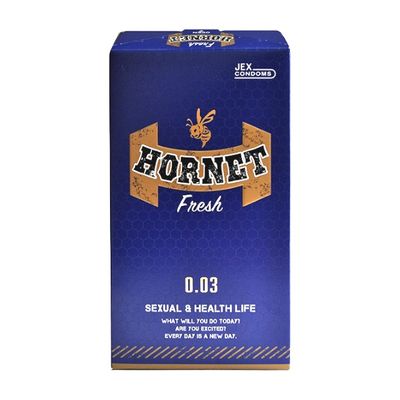 Bao Cao Su Jex Hornet Fresh 0.03 Siêu Mỏng, Nhiều Gel, Hương Bạc Hà (Hộp 8 Cái) 
