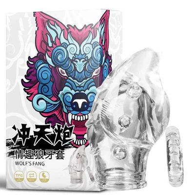 Bao Cao Su Đôn Dên Khúc Đầu Sói Kèm Vòng Deo Dương Vật Wolf's Fang 663774