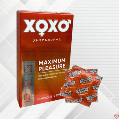 Bao Cao Su XOXO Nhật Bản Hộp 10 Chiếc - Chất Liệu Polyurethane Siêu Mỏng, Gân Gai Kích Thích Tột Đỉnh
