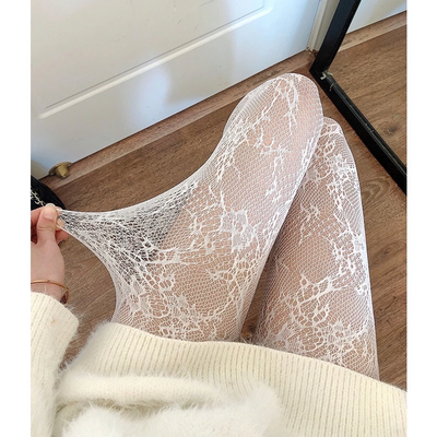 Tất Đùi Lưới Và Lụa Cao Cấp Quần Tất Vớ Học Sinh Hàn Quốc Đáng Yêu Sexy Phối Cùng Trang Phục - Quần Tất Hoa Trắng 749110