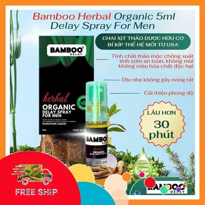 (Che Tên Khi Giao) Chai Xịt Kéo Dài Thời Gian Bamboo Herbal Organic 5ml – Thảo Mộc Thiên Nhiên USA Không Nóng Rát Hỗ Trợ 24/7