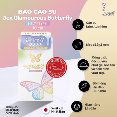 (Snapshop) Bao Cao Su Jex Glamourous Butterfly Melty Hương Trà Chính Hãng