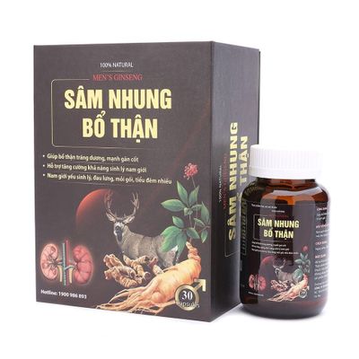 Viên uống hỗ trợ thận, tráng dương Sâm Nhung Bổ Thận Hộp 30 Viên