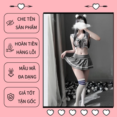 Cosplay Học Sinh Anime Nhật Bản Sexy Dễ Thương - N770 Xám