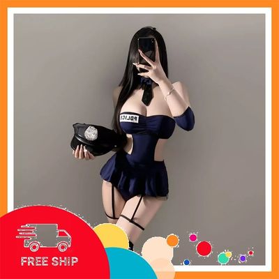 (Che Tên Khi Giao) Cosplay Cảnh Sát Xanh Liền Thân Siêu Xinh Gợi Cảm Bodysuit - N709 - Hàng Mới Về