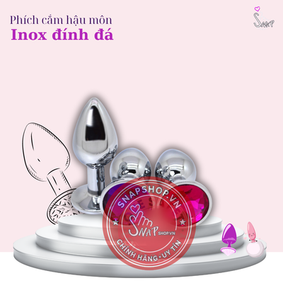 (Snapshop) Phích Cắm Hậu Môn Inox Đính Đá Tròn - Đủ Size Chính Hãng