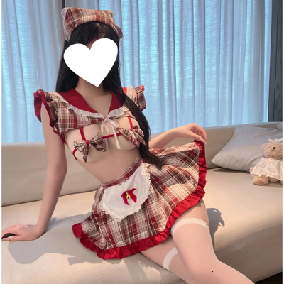 Đồ Cosplay Sexy Hầu Gái Nơ Chuông Đáng Yêu Gợi Cảm Đồng Phục Học Sinh Sọc Caro Siêu Dễ Thương Quyến Rũ - N869