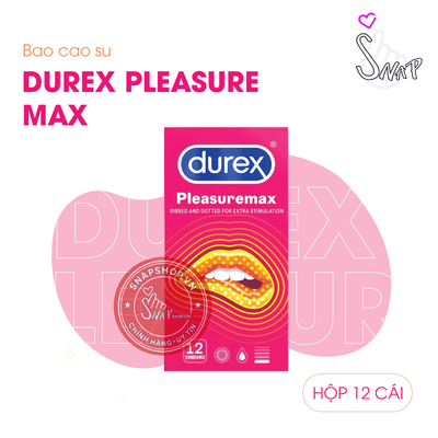 (Snapshop) Bao Cao Su Size Lớn 56mm Durex Pleasuremax Gân Và Điểm Nổi - Hộp 12 Cái Chính Hãng