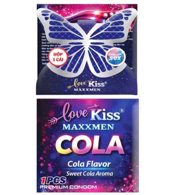 Bao Cao Su Love Kiss Maxxmen Cola Hộp 12 Cái – Gân Gai Kéo Dài Thời Gian, Hương Cola Ngọt Ngào - Hộp 1 Cái