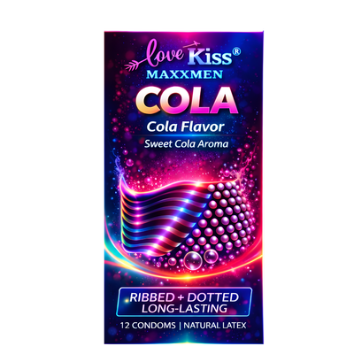 Bao Cao Su Love Kiss Maxxmen Cola Hộp 12 Cái – Gân Gai Kéo Dài Thời Gian, Hương Cola Ngọt Ngào - Hộp 12 Cái
