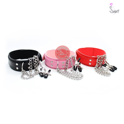 (Snapshop) Vòng Cổ Da Kẹp Ti SM Chính Hãng