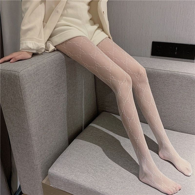 Quần Tất Lưới Nữ Họa Tiết Chữ G Gợi Cảm Quan Vớ Sexy Trắng Ôm Dáng Thon Chân Che Khuyết Điểm Quyến Rũ - T917 Trắng