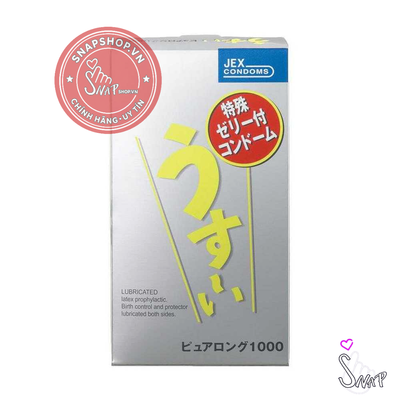 (Snapshop) Bao cao su JEX Usui Pure Long - Siêu mỏng, gân nổi, nhiều gel bôi trơn - Hộp 12 cái Chính Hãng